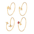 Gold Open Cuff Bracelets Dual Starfish Bee Ladybug Charms view 5