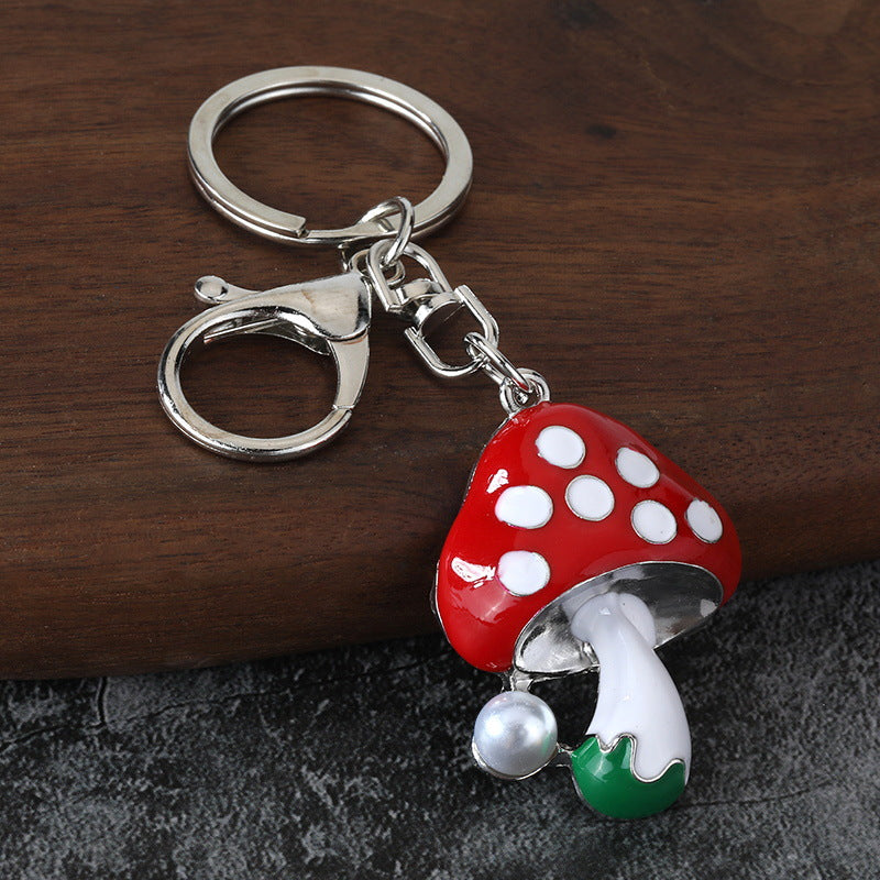 Colorful Mushroom Enamel Keychain Small Metal Bag Charm and Gift