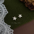 Gold Five-Petal Marquise Clear Crystal Flower Stud Earrings view 1