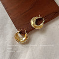 Gold-Tone Irregular Textured Double Band Huggie Hoops view 3