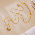Stainless Steel Pave Zircon Butterfly Outline Necklace Gold Steel view 4