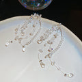 Clear Beaded Hoop Earrings with Cascading Crystal Drops view 6