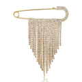 Rhinestone Fringe Safety Pin Brooch Crystal Tassel Pin view 1