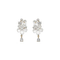 White Floral Crystal Teardrop Stud Earrings Statement Jewelry view 5