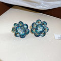 Iridescent Crystal Flower Stud Earrings in Seven Colors view 9