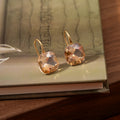 Champagne and Smoky Faceted Oval Stone Hook Earrings view 3