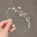 Gold Tone Star Branch Headband With Clear Faceted Stones view 1