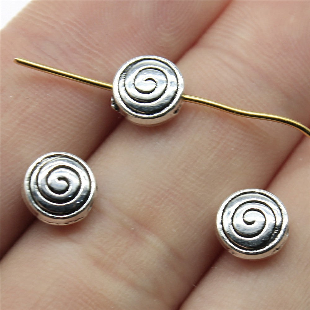 8x8x4mm 0.9g Multicolor Zinc Alloy Swirl Thread Small Hole Beads for Bracelet Necklace DIY Jewelry Making