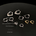 Pave Zircon Metal Huggie Hoop Cuff Earrings Six Style Mix view 2