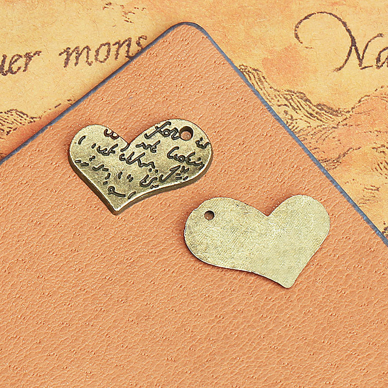 20×17mm Alloy Heart Letter Charm Pendant