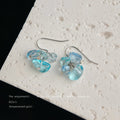 Silver Tone Aqua Translucent Chip Cluster Hook Earrings For Women view 3