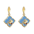 Gold Blue Enamel Horse Motif Drop Earrings Red Accent view 5