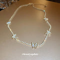 Gold Rhinestone Tennis Butterfly Station Necklace Single Style view 4