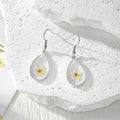 Teardrop Dried Flower Resin Drop Earrings Silver Hooks view 11