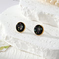 Black Resin Pressed Flower Stud Earrings in Thirteen Designs view 10