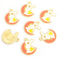 Enamel Rabbit on Crescent Moon Charms in Seven Bright Colors view 9