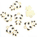 Black and White Enamel Panda Charms in Gold and Silver Tones view 4