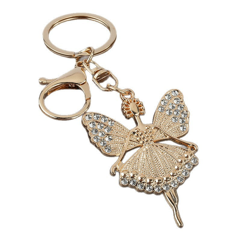 Rhinestone Angel Girl Zinc Alloy Keychain Gift Accessory