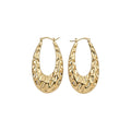 Textured Open Oval Huggie Earrings with Polished Metal Tone Details view 5