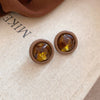 Amber Round Studs