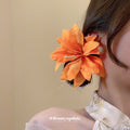 Large Fabric Lily Hair Clip In Pink White Cream Blue Or Orange view 4
