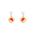 Red Horse Round Frame Pearl Look Drop Stud Earrings view 5