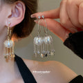 Star Fringe Hoop Earrings in Gold and Silver Tone Options view 2