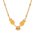 Gold Double Fish Charm Necklace With Three Bead Accents view 5