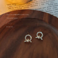 Gold Tone Clear Stone Open Circle Knot Stud Earrings For Women view 6