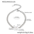 Heart Initial Zircon Cuban Necklace Bracelet Gold Steel view 9