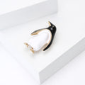 Black and White Penguin Brooch with Gold Tone Trim view 3