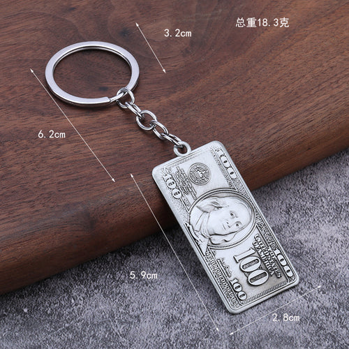 Dollar Bill Zinc Alloy Keychain Pendant Gift Accessory