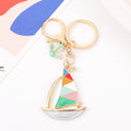 Enamel Sailboat Keychain Metal Anchor Pendant Bag Charm view 6