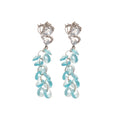Blue Crystal Butterfly Earrings With Long Beaded Drops view 5