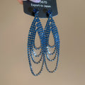 Layered Chain Teardrop Dangle Stud Earrings with Polished Metal Details view 7
