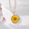 Gold Rim Dried Flower Resin Pendant Necklaces 11 Styles view 10