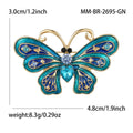 Blue and Teal Enamel Butterfly Brooch with Crystal Body view 5