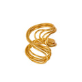 Layered Wire Wave Open Ring in Polished Gold Tone Size Seven view 5