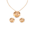 Gold Rippled Round Necklace and Stud Earring Statement Set view 5