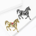 Enamel Horse Brooch In Black Silver And Gold Finishes view 3