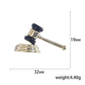 Enamel Auction Gavel Brooch Gold Silver Two Tone Styles view 5