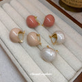Glossy Rounded Hoop Earrings in Neutral Colors Statement Jewelry view 1
