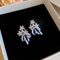 Pastel Bow and Flower Drop Stud Earrings in Three Colors view 7