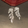 Silver Tone Pave Clear Leaf Cascade Drop Earrings Pair view 2