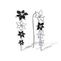 Silver Tone Cascading Enamel Flower Ear Climber Earrings view 3