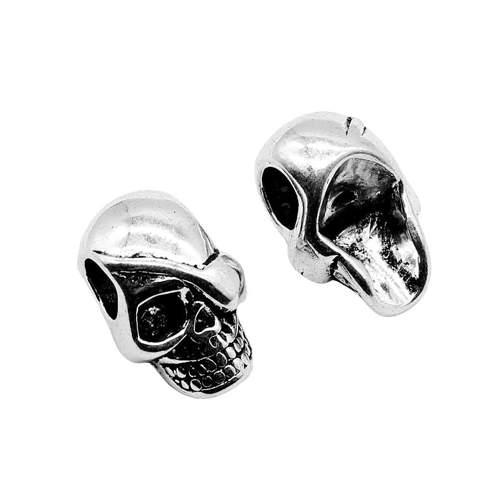 19x12mm 4.8g Antique Silver Zinc Alloy Skull Head Large Hole Beads for Bracelet DIY Jewelry Making
