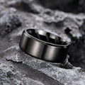 Black Brushed Band Ring Diagonal Inner Grooves Sizes 6-13 view 3