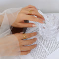 Gold Open Adjustable Multi Band Geometric Stack Rings Nine Styles view 9