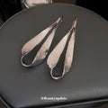 Silver Tone Textured Leaf Loop Statement Drop Earrings view 4