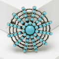 Round Beaded Sunburst Brooch with Crystal Accents in Two Colors view 6